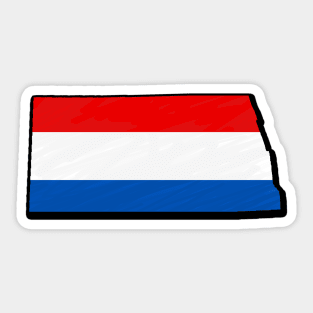 Red, White, and Blue North Dakota Outline Sticker